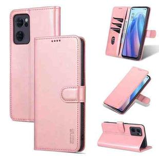 For OPPO Reno7 Global AZNS Skin Feel Calf Texture Flip Leather Phone Case(Rose Gold)