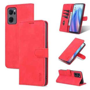 For OPPO Reno7 Global AZNS Skin Feel Calf Texture Flip Leather Phone Case(Red)