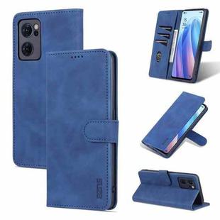 For OPPO Reno7 Global AZNS Skin Feel Calf Texture Flip Leather Phone Case(Blue)