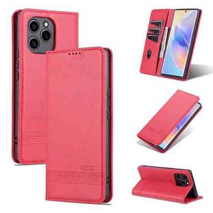 For Honor 60 SE AZNS Magnetic Calf Texture Flip Leather Phone Case(Red)