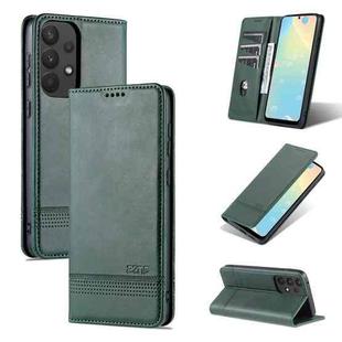 For Samsung Galaxy A73 5G AZNS Magnetic Calf Texture Flip Leather Phone Case(Dark Green)