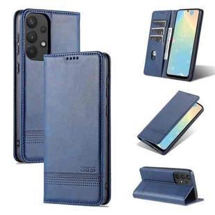 For Samsung Galaxy A73 5G AZNS Magnetic Calf Texture Flip Leather Phone Case(Dark Blue)