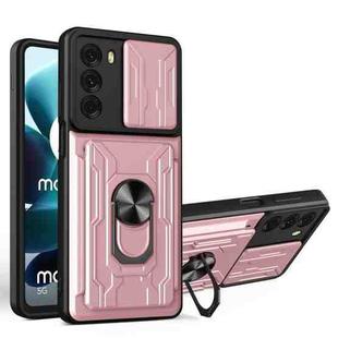 For Motorola Moto G200 5G / Edge S30 Sliding Camshield TPU+PC Phone Case with Card Slot(Rose Gold)