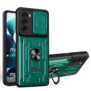 For Motorola Moto G200 5G / Edge S30 Sliding Camshield TPU+PC Phone Case with Card Slot(Dark Green)