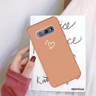 For Galaxy S10 Love Heart Pattern Frosted TPU Protective Case(Coral Orange)