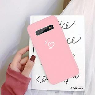 For Galaxy S10+ Love Heart Pattern Frosted TPU Protective Case(Pink)