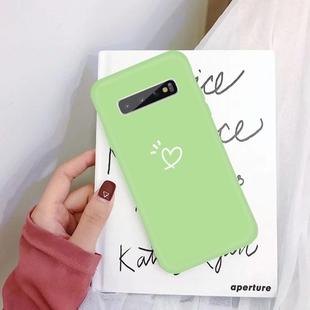 For Galaxy S10+ Love Heart Pattern Frosted TPU Protective Case(Green)