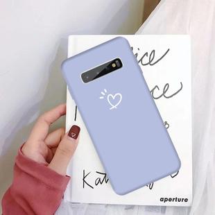 For Galaxy S10+ Love Heart Pattern Frosted TPU Protective Case(Light Purple)