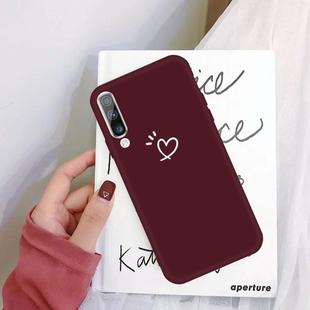 For Galaxy A50 Love Heart Pattern Frosted TPU Protective Case(Wine Red)