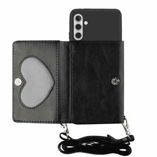 For Samsung Galaxy A13 5G Crossbody Lanyard Wallet Card Bag Phone Case(Black)