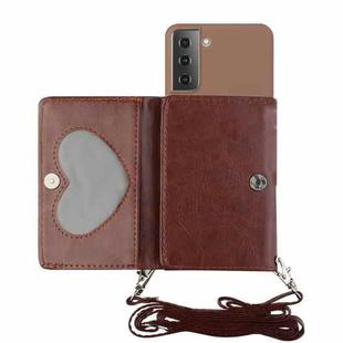 For Samsung Galaxy S22 5G Crossbody Lanyard Wallet Card Bag Phone Case(Coffee)