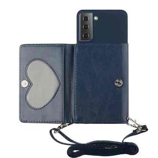 For Samsung Galaxy S22 5G Crossbody Lanyard Wallet Card Bag Phone Case(Dark Blue)