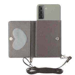 For Samsung Galaxy S22 5G Crossbody Lanyard Wallet Card Bag Phone Case(Grey)