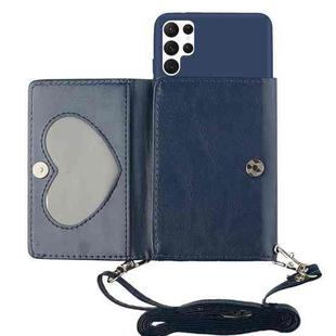 For Samsung Galaxy S22 Ultra 5G Crossbody Lanyard Wallet Card Bag Phone Case(Dark Blue)