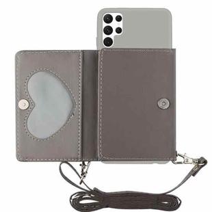 For Samsung Galaxy S22 Ultra 5G Crossbody Lanyard Wallet Card Bag Phone Case(Grey)
