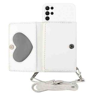 For Samsung Galaxy S22 Ultra 5G Crossbody Lanyard Wallet Card Bag Phone Case(White)