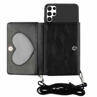 For Samsung Galaxy S22 Ultra 5G Crossbody Lanyard Wallet Card Bag Phone Case(Black)