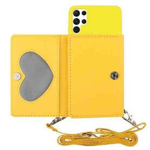 For Samsung Galaxy S22 Ultra 5G Crossbody Lanyard Wallet Card Bag Phone Case(Yellow)