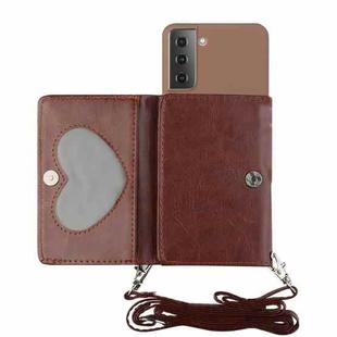 For Samsung Galaxy S22+ 5G Crossbody Lanyard Wallet Card Bag Phone Case(Coffee)