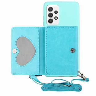 For Samsung Galaxy A33 5G Crossbody Lanyard Wallet Card Bag Phone Case(Sky Blue)