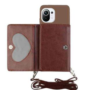 For Xiaomi Mi 11 Crossbody Lanyard Wallet Card Bag Phone Case(Coffee)