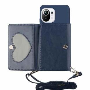 For Xiaomi Mi 11 Crossbody Lanyard Wallet Card Bag Phone Case(Dark Blue)