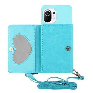For Xiaomi Mi 11 Crossbody Lanyard Wallet Card Bag Phone Case(Sky Blue)
