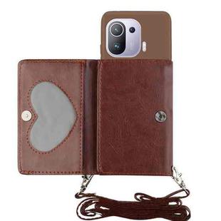 For Xiaomi Mi 11 Pro Crossbody Lanyard Wallet Card Bag Phone Case(Coffee)