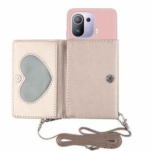 For Xiaomi Mi 11 Pro Crossbody Lanyard Wallet Card Bag Phone Case(Pink)