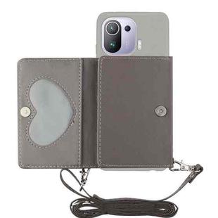For Xiaomi Mi 11 Pro Crossbody Lanyard Wallet Card Bag Phone Case(Grey)