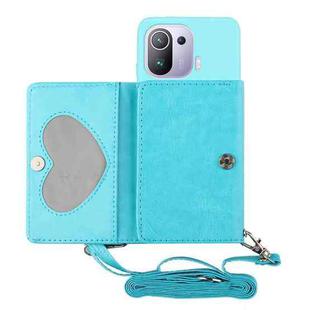 For Xiaomi Mi 11 Pro Crossbody Lanyard Wallet Card Bag Phone Case(Sky Blue)