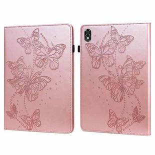 For Lenovo Legion Y700 Embossed Butterfly Pattern Leather Tablet Case(Pink)