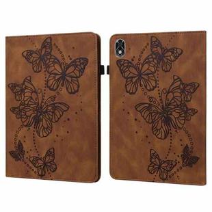 For Lenovo Legion Y700 Embossed Butterfly Pattern Leather Tablet Case(Brown)