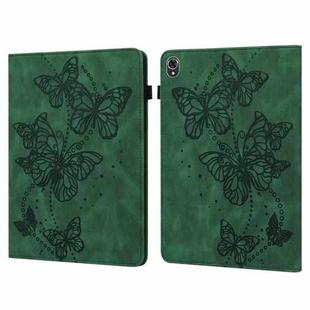 For Lenovo Tab K10 Embossed Butterfly Pattern Leather Tablet Case(Green)