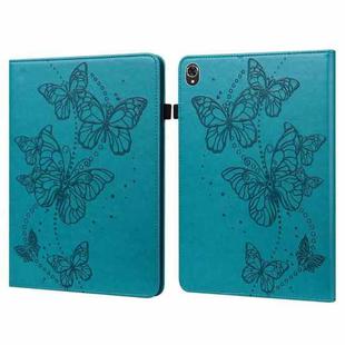 For Lenovo Tab K10 Embossed Butterfly Pattern Leather Tablet Case(Blue)