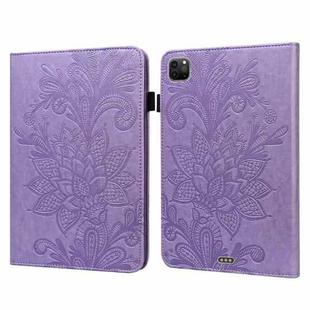 For iPad Pro 11 2022 / 2021 / Air 2020 10.9 Lace Flower Embossing Pattern Leather Tablet Case (Purple)