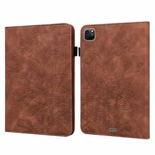 For iPad Pro 11 2022 / 2021 / Air 2020 10.9 Lace Flower Embossing Pattern Leather Tablet Case (Brown)