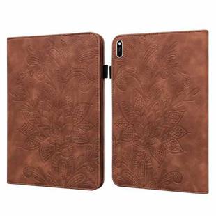Lace Flower Embossing Pattern Leather Tablet Case For Huawei MatePad Pro 10.8 2021 / 2019(Brown)