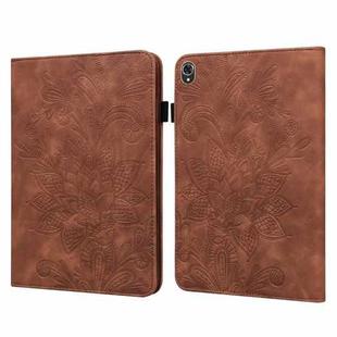 Lace Flower Embossing Pattern Leather Tablet Case For Lenovo Tab K10(Brown)