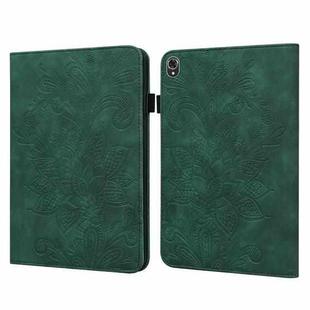 Lace Flower Embossing Pattern Leather Tablet Case For Lenovo Tab K10(Green)