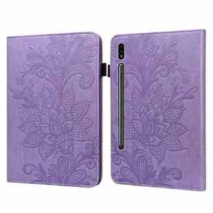 Lace Flower Embossing Pattern Leather Tablet Case For Samsung Galaxy Tab S8(Purple)