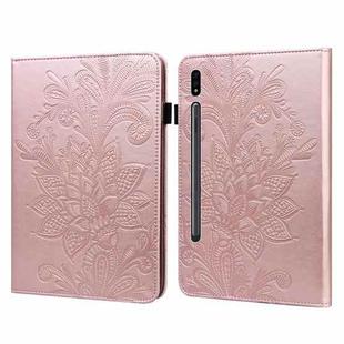 Lace Flower Embossing Pattern Leather Tablet Case For Samsung Galaxy Tab S8(Gold)