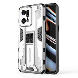 For OPPO Find X5 Pro Supersonic PC + TPU Shock-proof Protective Phone Case with Holder(Silver)