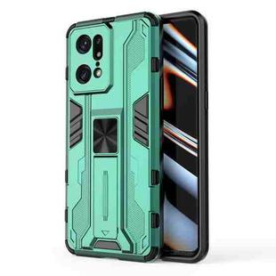 For OPPO Find X5 Pro Supersonic PC + TPU Shock-proof Protective Phone Case with Holder(Green)