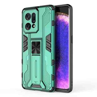 For OPPO Find X5 Supersonic PC + TPU Shock-proof Protective Phone Case with Holder(Green)