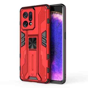 For OPPO Find X5 Supersonic PC + TPU Shock-proof Protective Phone Case with Holder(Red)