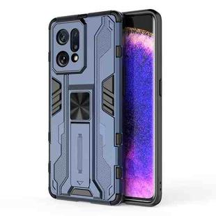 For OPPO Find X5 Supersonic PC + TPU Shock-proof Protective Phone Case with Holder(Blue)