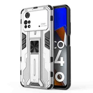 For Xiaomi Poco M4 Pro Supersonic PC + TPU Shock-proof Protective Phone Case with Holder(Silver)