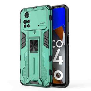 For Xiaomi Poco M4 Pro Supersonic PC + TPU Shock-proof Protective Phone Case with Holder(Green)