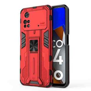 For Xiaomi Poco M4 Pro Supersonic PC + TPU Shock-proof Protective Phone Case with Holder(Red)